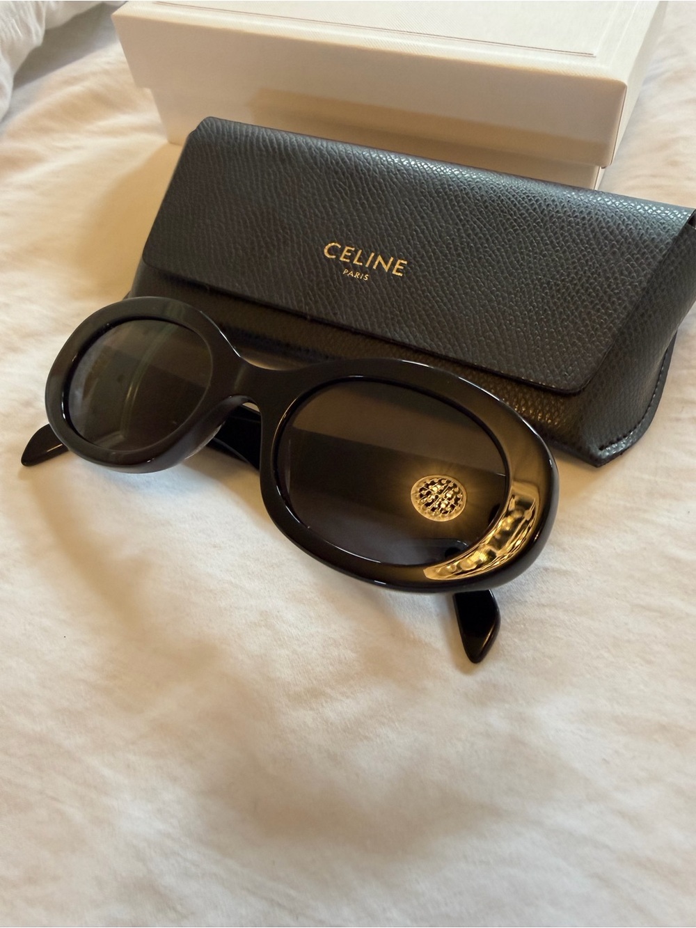 Celine Triomphe Logo Oval Acetate Sunglasses - Picture 3 of 4